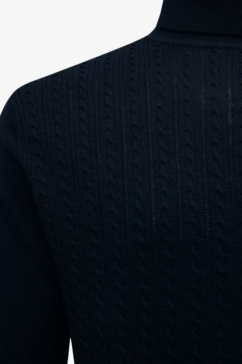 Cable Rollneck | Donkerblauw
