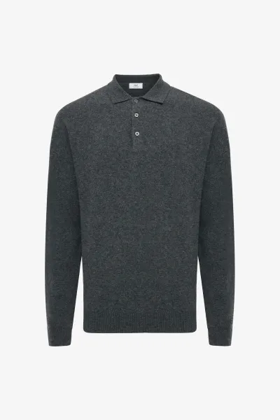 Longsleeve Button Polo | Donkergrijs