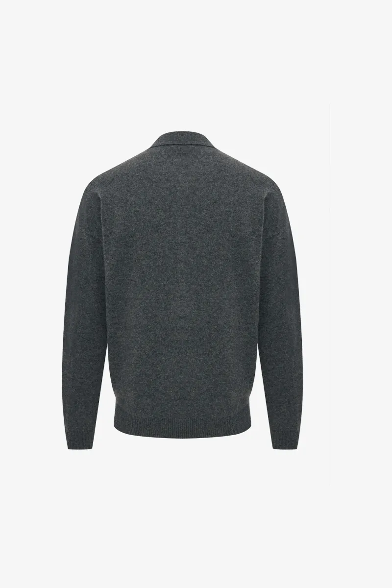Longsleeve Button Polo | Donkergrijs