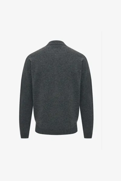 Longsleeve Button Polo | Donkergrijs