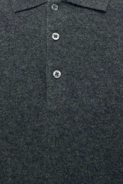 Longsleeve Button Polo | Donkergrijs
