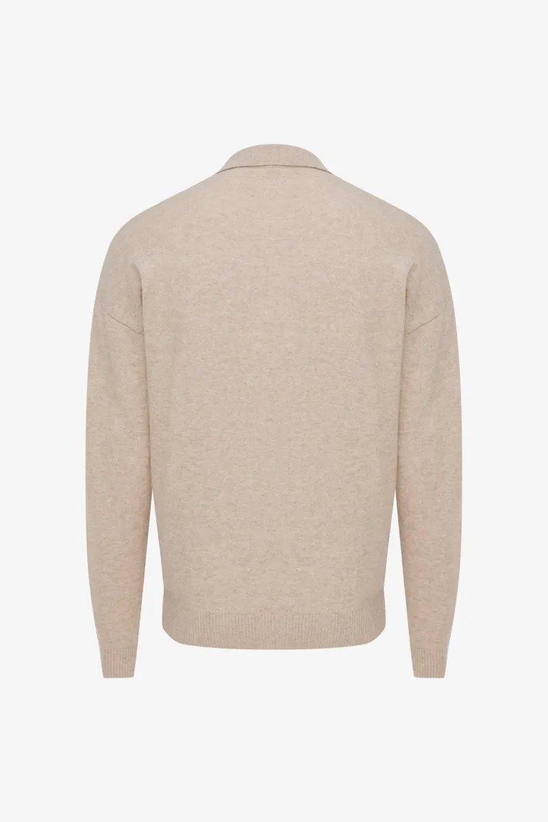 Longsleeve Button Polo | Beige