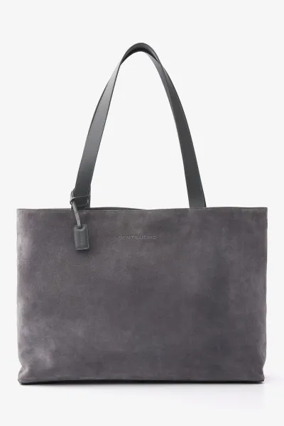 Leather Tote Bag | Grijs