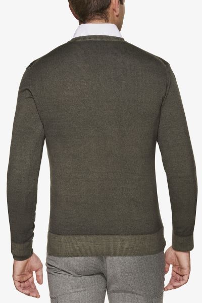 Wol stretch trui v-hals groen