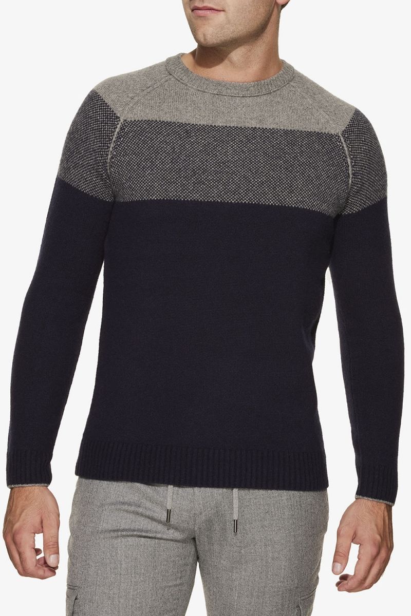 Wollen trui ronde hals blauw