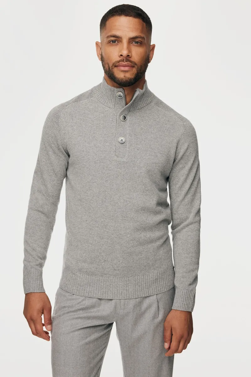 Buttoned Turtle Zip | Lichtgrijs