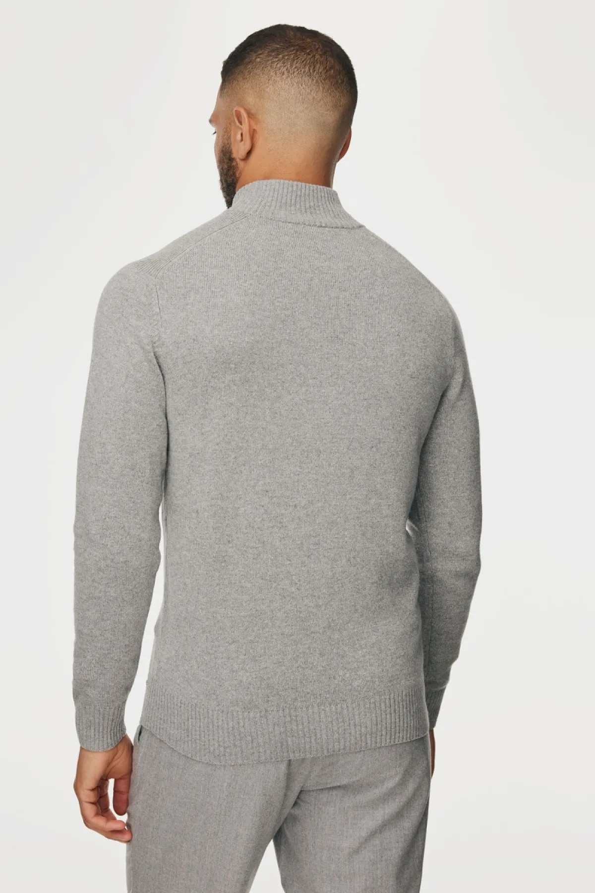 Buttoned Turtle Zip | Lichtgrijs