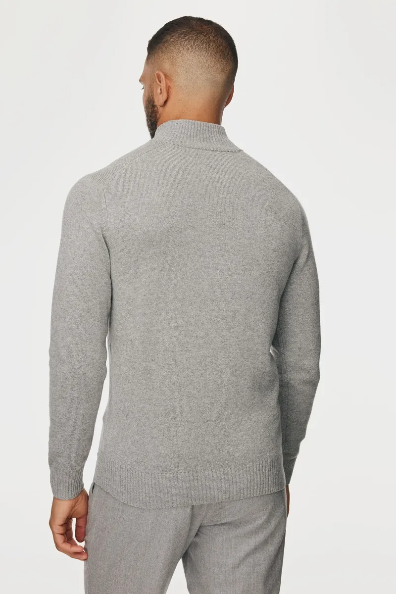 Buttoned Turtle Zip | Lichtgrijs