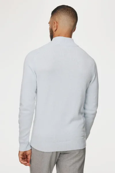 Buttoned Turtle Zip | Lichtblauw