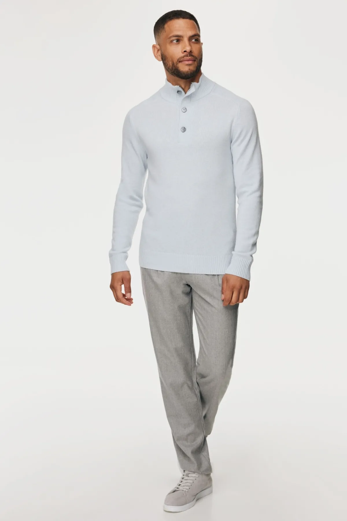 Buttoned Turtle Zip | Lichtblauw