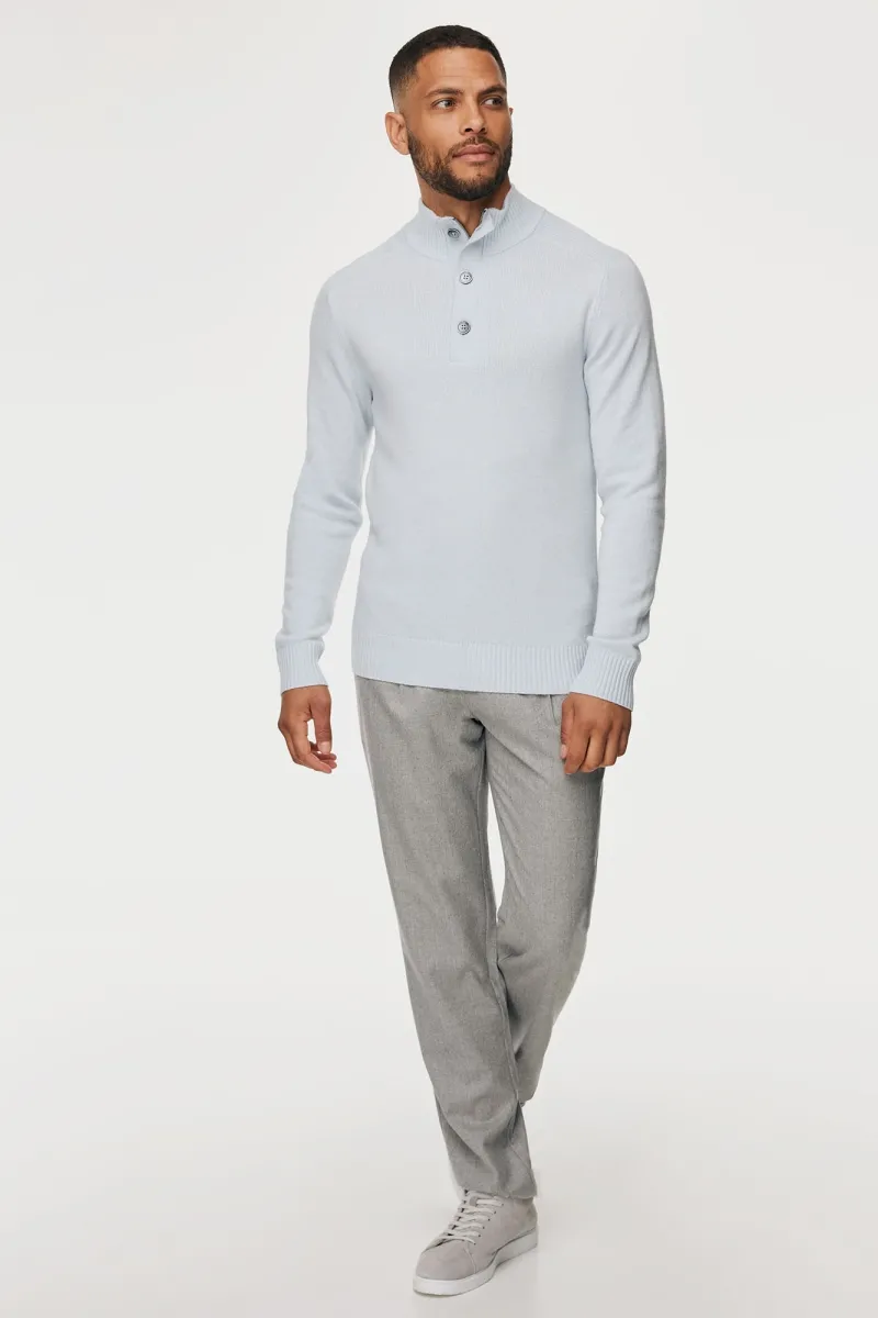 Buttoned Turtle Zip | Lichtblauw