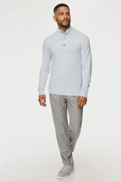 Buttoned Turtle Zip | Lichtblauw