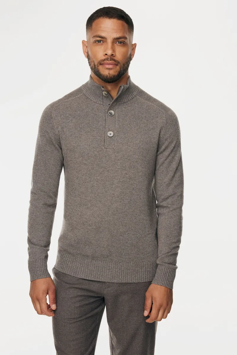 Buttoned Turtle Zip | Taupe