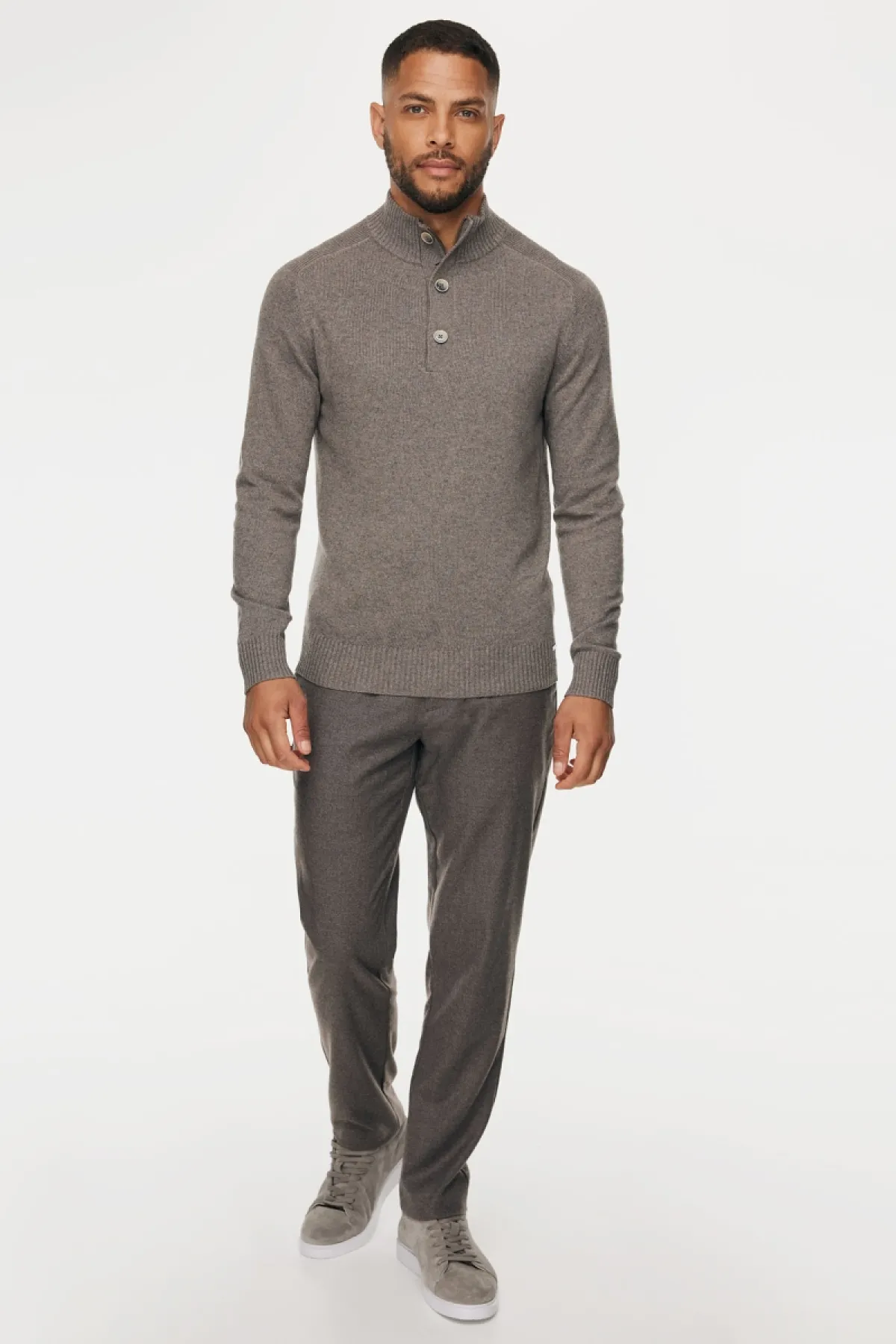 Buttoned Turtle Zip | Taupe