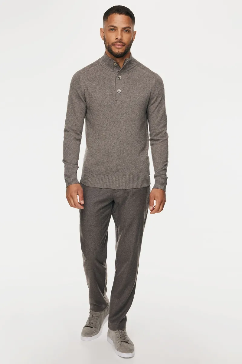 Buttoned Turtle Zip | Taupe