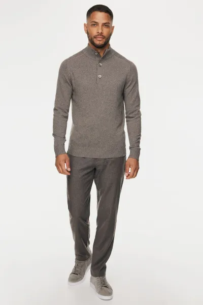 Buttoned Turtle Zip | Taupe
