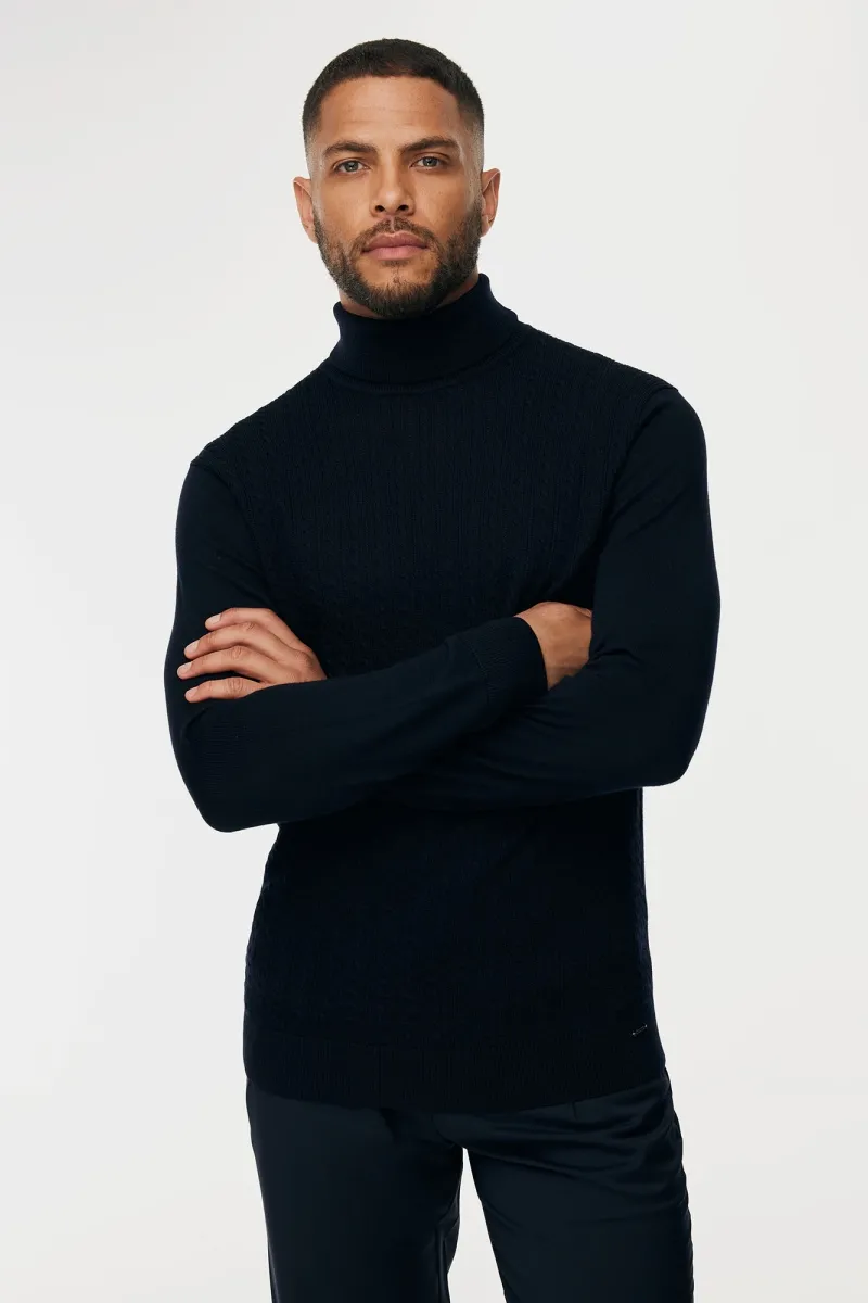 Cable Rollneck | Donkerblauw