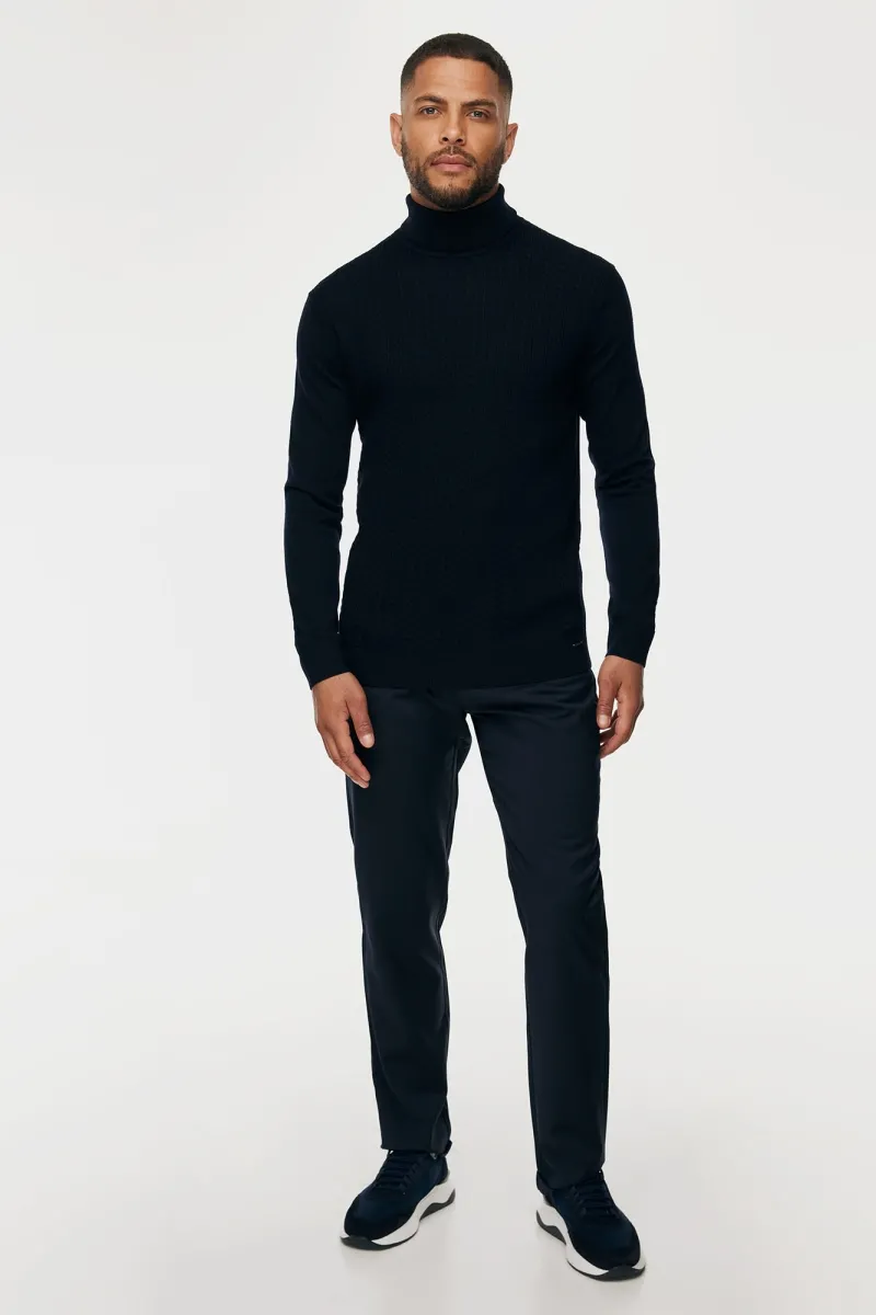 Cable Rollneck | Donkerblauw