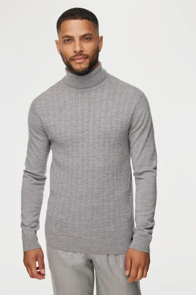 Cable Rollneck | Grijs
