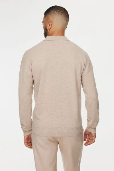 Longsleeve Button Polo | Beige