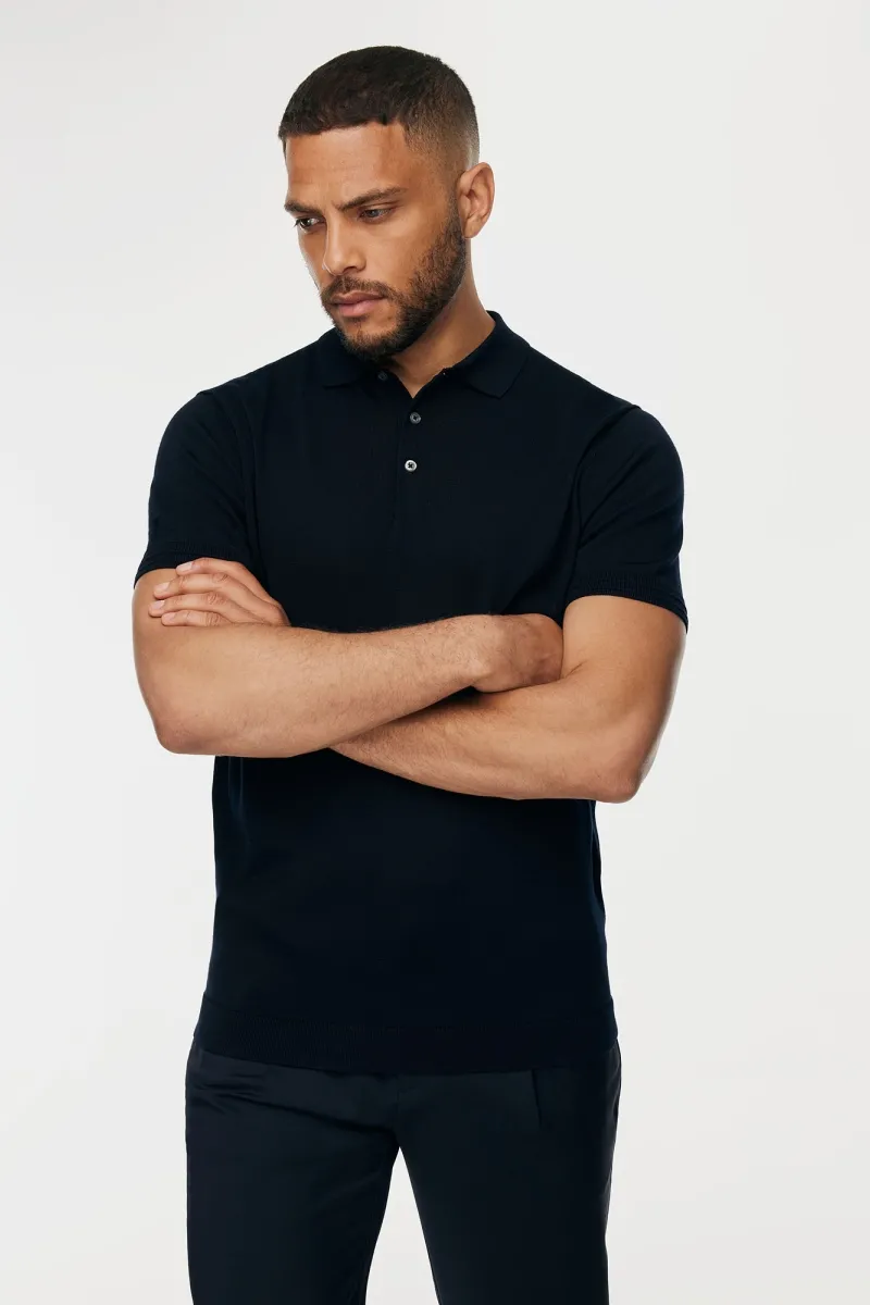 Button Polo | Donkerblauw