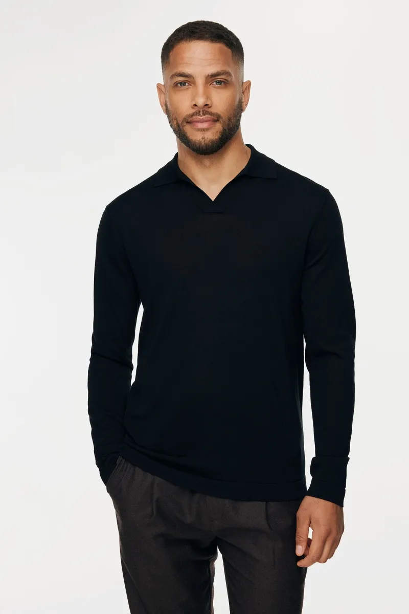 Longsleeve Buttonless Polo | Donkerblauw