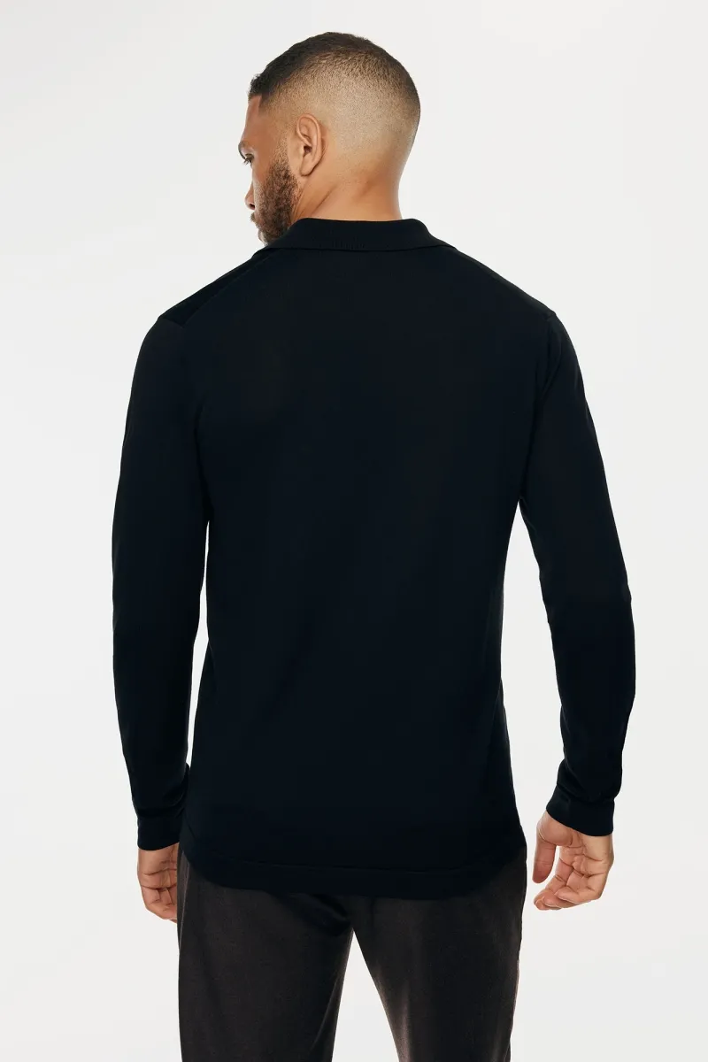 Longsleeve Buttonless Polo | Donkerblauw