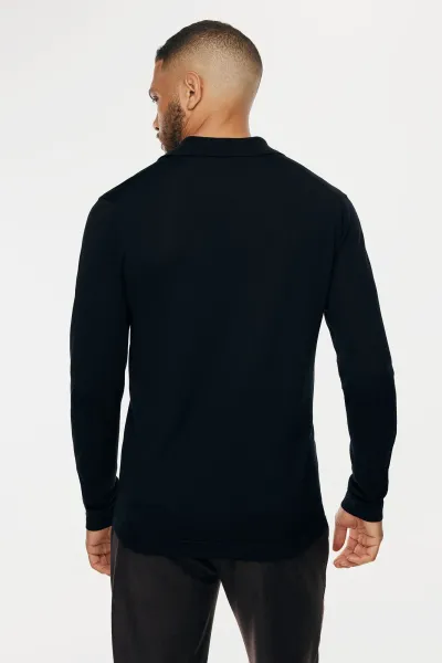 Longsleeve Buttonless Polo | Donkerblauw
