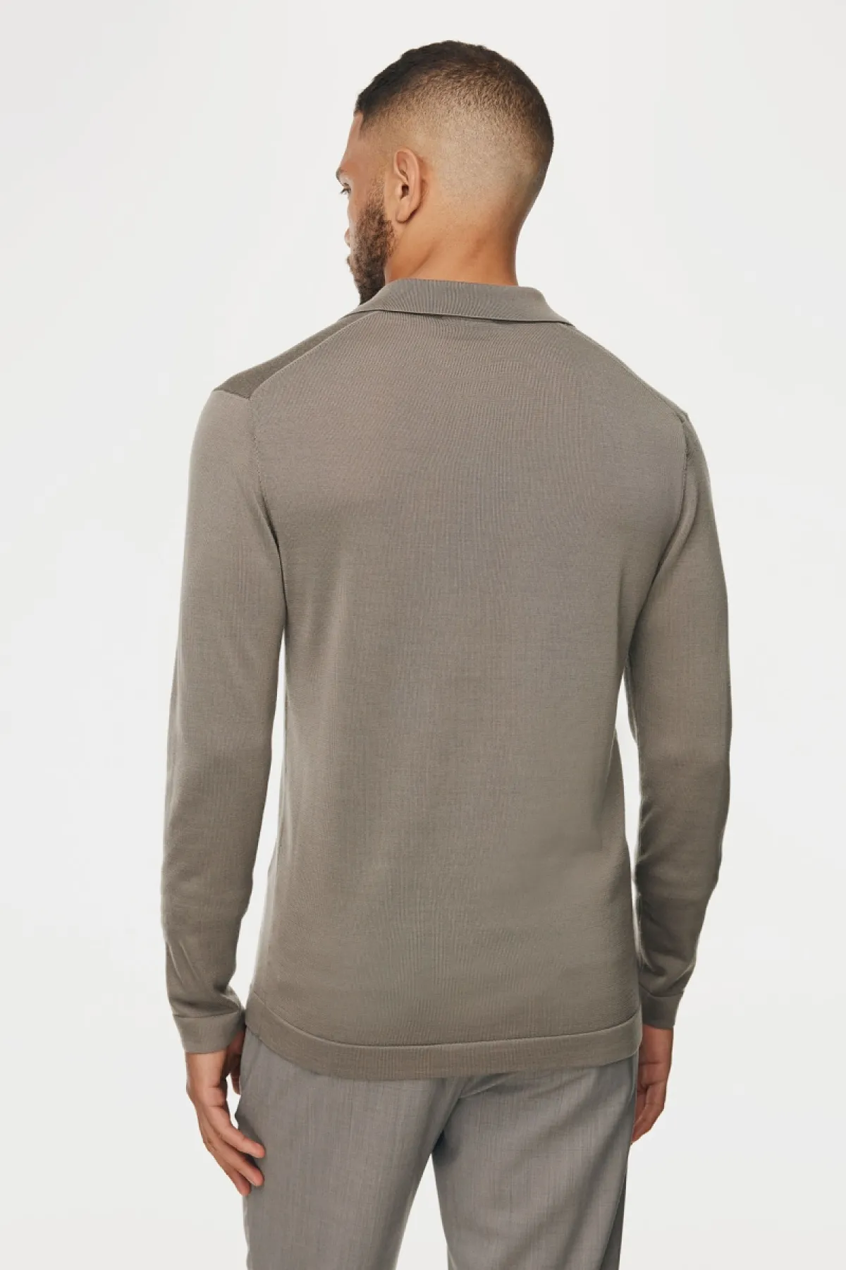 Longsleeve Buttonless Polo | Taupe