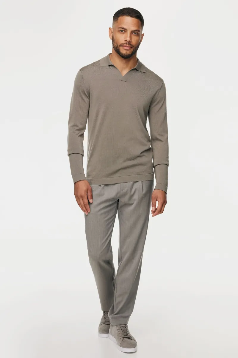 Longsleeve Buttonless Polo | Taupe