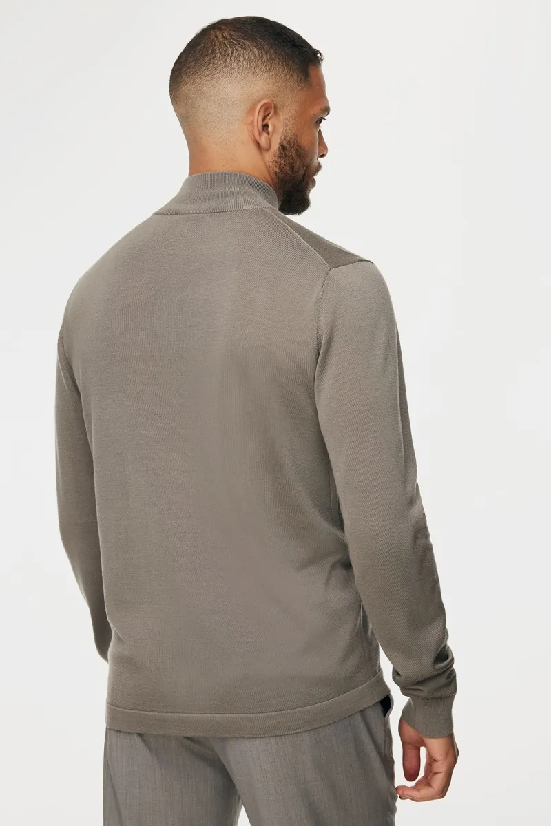 Turtle Zip Cardigan | Taupe