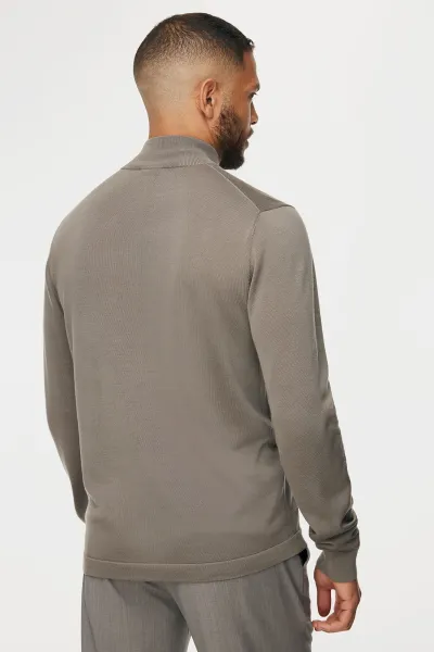 Turtle Zip Cardigan | Taupe
