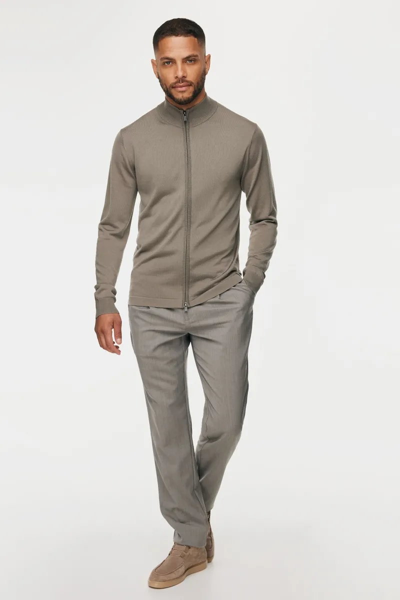 Turtle Zip Cardigan | Taupe
