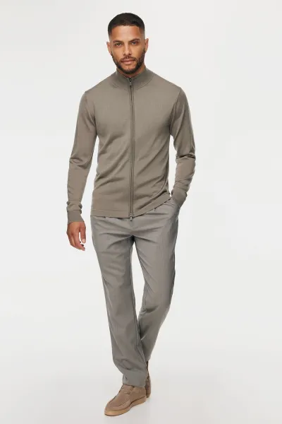 Turtle Zip Cardigan | Taupe