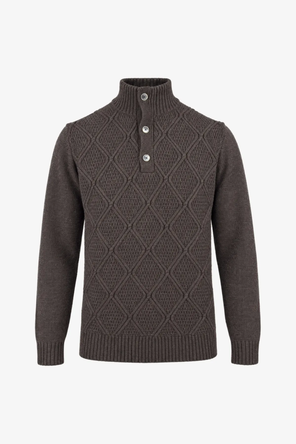 Geruiten Cable Turtleneck | Bruin