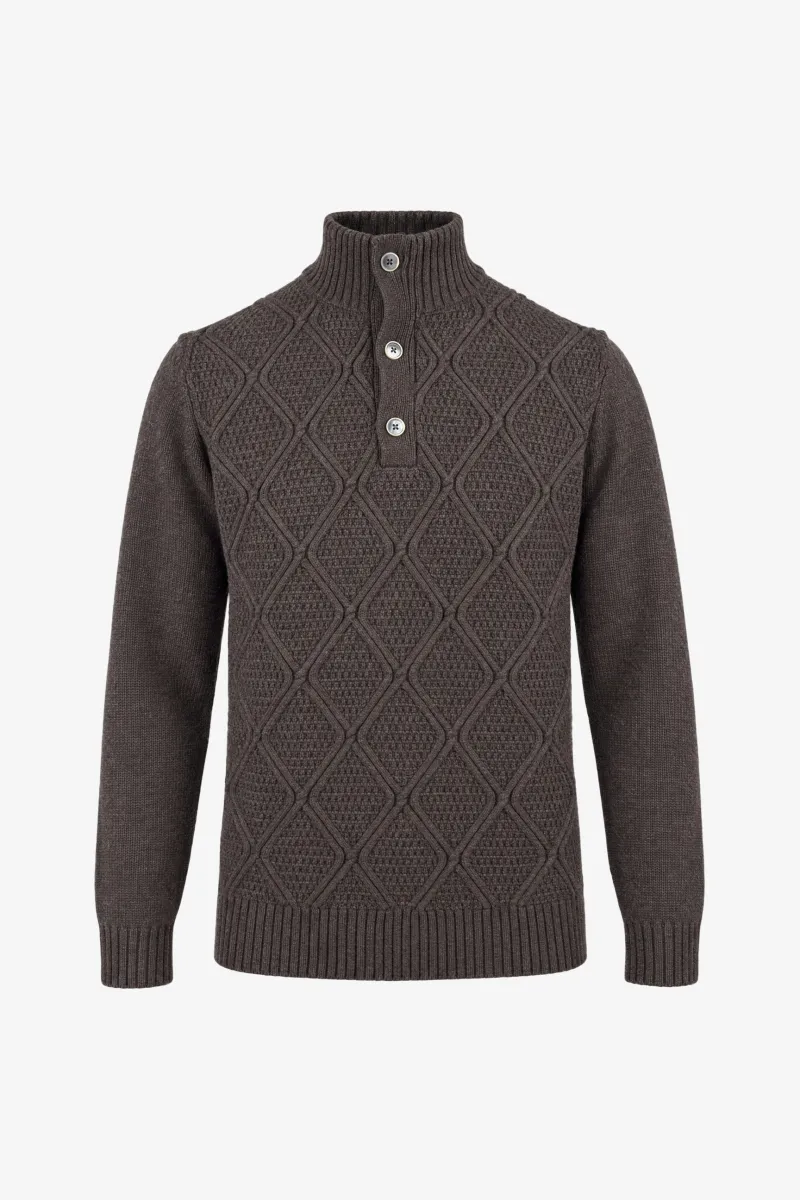 Geruiten Cable Turtleneck | Bruin