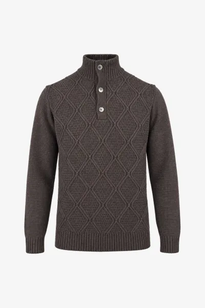 Geruiten Cable Turtleneck | Bruin
