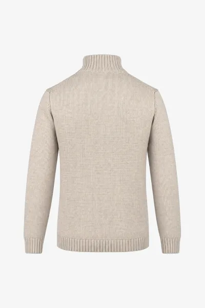Geruiten Cable Turtleneck | Beige