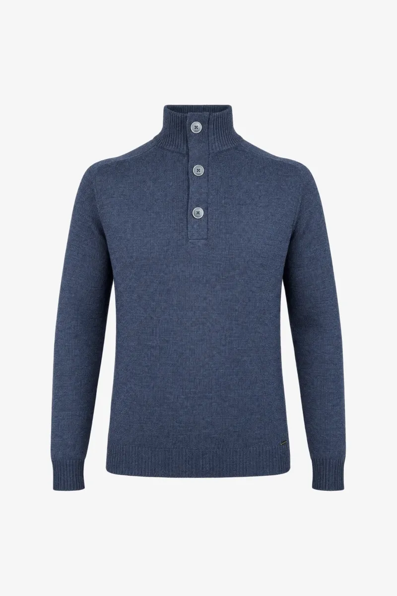 Buttoned Turtle Zip | Blauw