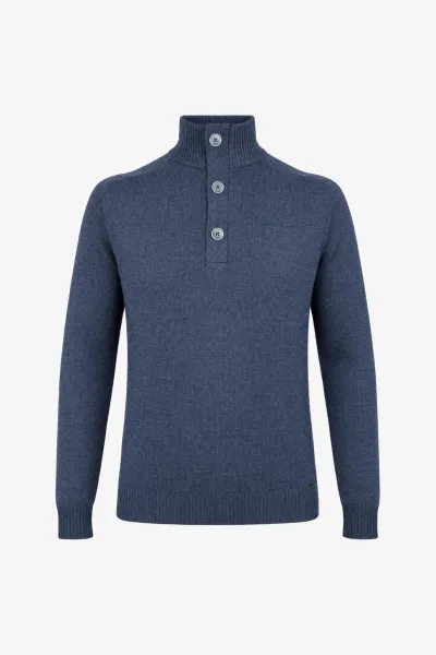 Buttoned Turtle Zip | Blauw