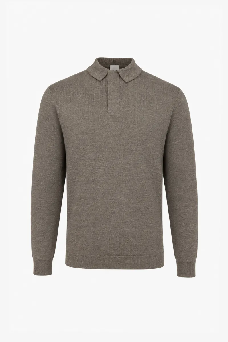 Longsleeve Polo Zip | Taupe