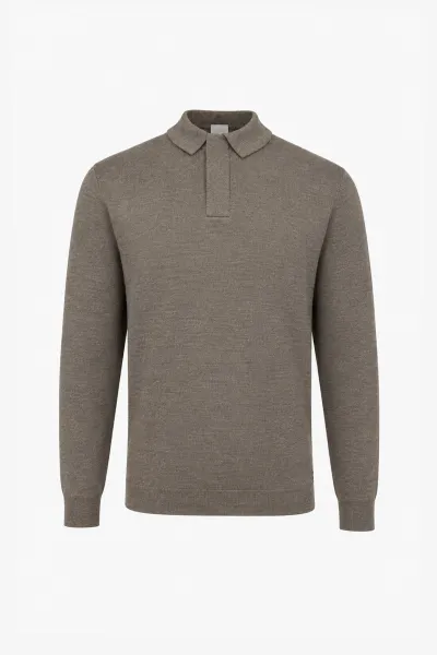 Longsleeve Polo Zip | Taupe