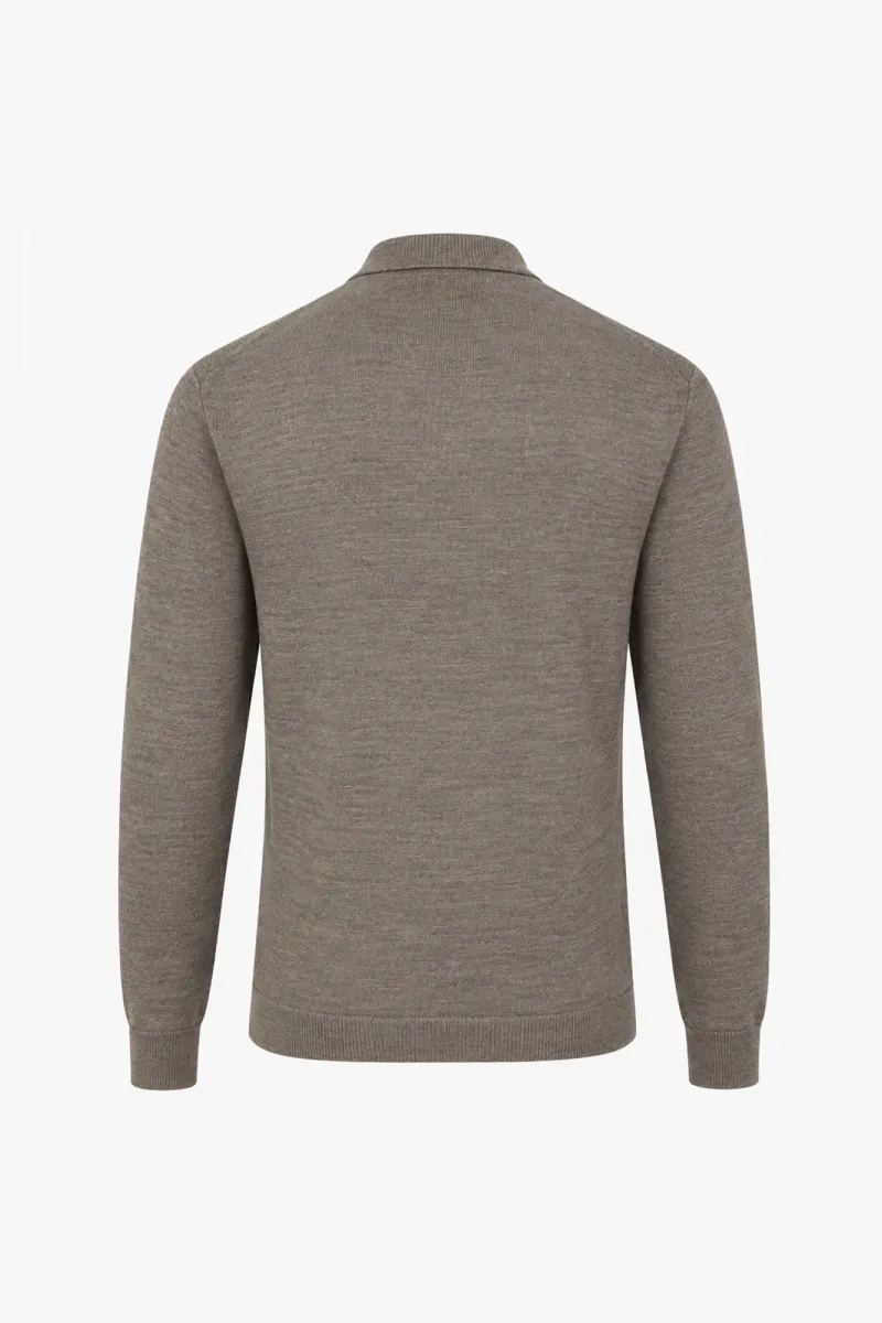 Longsleeve Polo Zip | Taupe