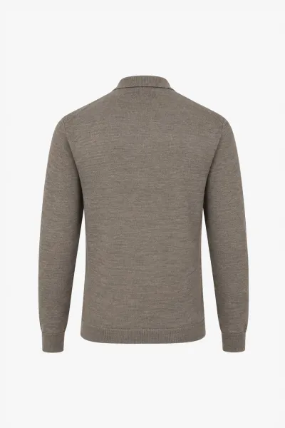 Longsleeve Polo Zip | Taupe