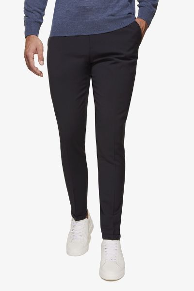 Wol stretch pantalon donkerblauw