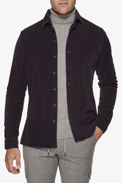 Shirt jacket rib blauw