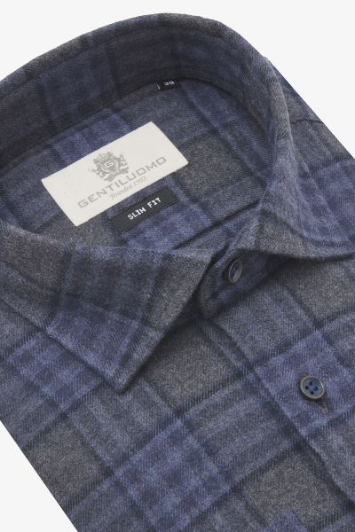 Geruit overhemd slim-fit blauw