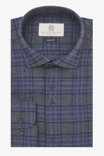 Geruit overhemd slim-fit blauw