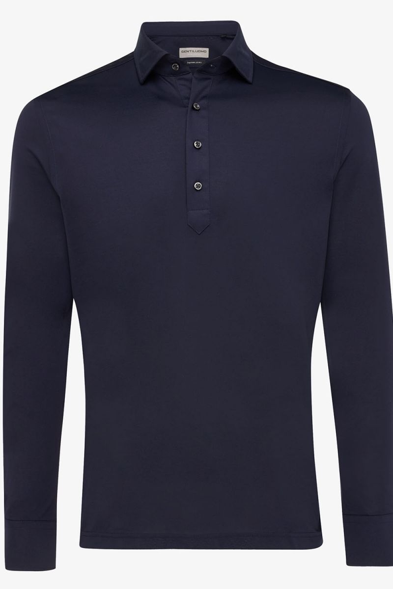 Supreme jersey polo lange mouw donkerblauw