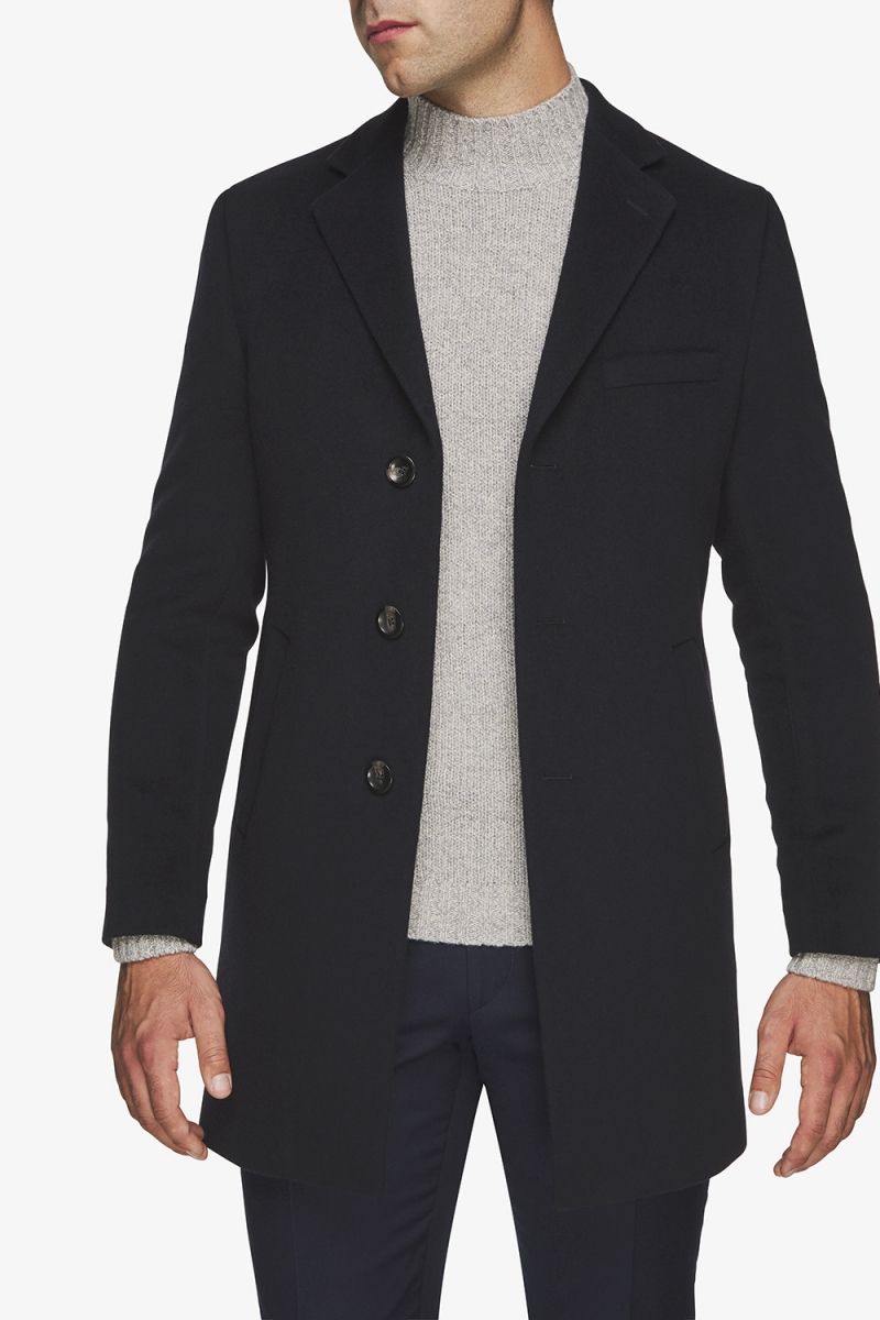Wollen Coat Genua Donkerblauw